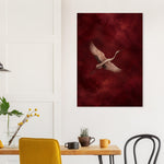 Crane in Flight burgundy bird artwork printed on brushed aluminium — product image 14