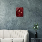 Burgundy Flight soaring cranes in crimson on glossy acrylic — product view 5