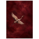 Crane in Flight burgundy bird artwork printed on brushed aluminium — product image 6