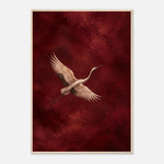 Crimson Crane burgundy bird framed wall art with a flying crane — product image 22