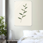Olive Branch minimalist botanical art in green and charcoal on glossy acrylic — product view 12
