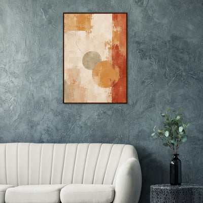 Amber Stillness — Textured Abstract Framed Wall Art