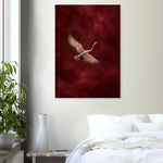 Crane in Flight burgundy bird artwork printed on brushed aluminium — product image 12