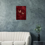 Golden Cranes birds in flight art printed on brushed aluminium — product image 3
