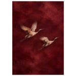Golden Cranes birds in flight art printed on brushed aluminium — product image 6