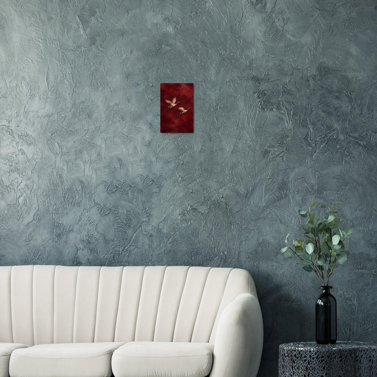 Golden Cranes birds in flight art printed on brushed aluminium — product image 5