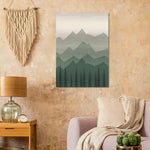 Forest Twilight deep green forest landscape artwork on brushed aluminium — product view 11