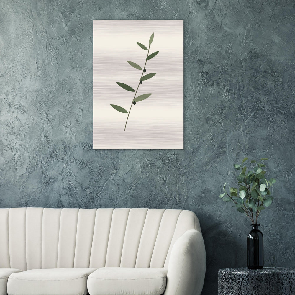 Olive Branch botanical wall art printed on brushed aluminium — product image 1