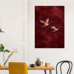 Golden Cranes birds in flight art printed on brushed aluminium — product image 14