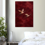 Golden Cranes birds in flight art printed on brushed aluminium — product image 12