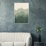 Mistbound Mountains sage green mountain and forest framed landscape art — product image 12