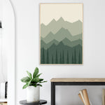 Mistbound Mountains sage green mountain and forest framed landscape art — product image 28