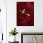 Golden Cranes birds in flight art printed on brushed aluminium — product image 13