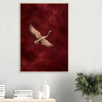Crimson Crane burgundy bird framed wall art with a flying crane — product image 24