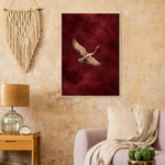 Crimson Crane burgundy bird framed wall art with a flying crane — product image 26