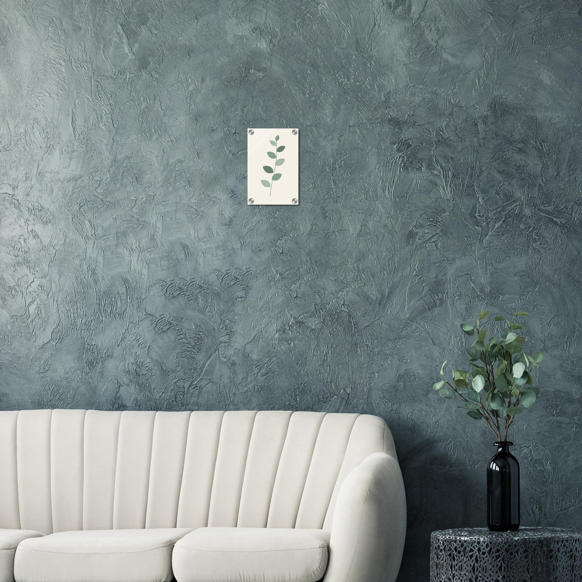 Eucalyptus Leaf soft sage botanical artwork on glossy acrylic — product view 3
