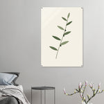Olive Branch minimalist botanical art in green and charcoal on glossy acrylic — product view 8