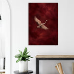 Crane in Flight burgundy bird artwork printed on brushed aluminium — product image 13