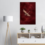 Crane in Flight burgundy bird artwork printed on brushed aluminium — product image 10
