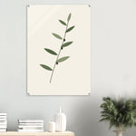 Olive Branch minimalist botanical art in green and charcoal on glossy acrylic — product view 9