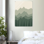 Sage Mountain Forest green mountain and forest artwork on glossy acrylic — product view 12