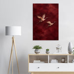 Golden Cranes birds in flight art printed on brushed aluminium — product image 10
