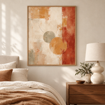 amber-stillness — framed room styling illustration; digital artwork only, frame and furnishings excluded