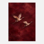 Golden Cranes birds in flight art printed on brushed aluminium — product image 7