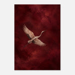 Crane in Flight burgundy bird artwork printed on brushed aluminium — product image 7