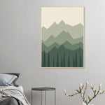 Mistbound Mountains sage green mountain and forest framed landscape art — product image 23