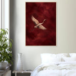 Crimson Crane burgundy bird framed wall art with a flying crane — product image 27