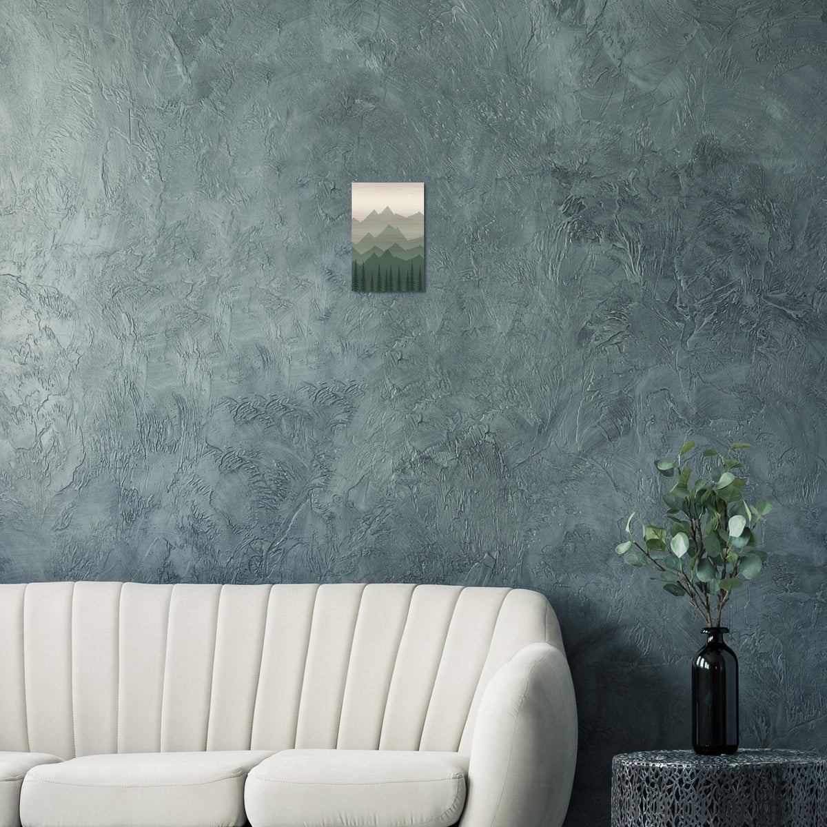 Forest Twilight deep green forest landscape artwork on brushed aluminium — product view 5