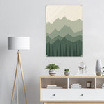 Sage Mountain Forest green mountain and forest artwork on glossy acrylic — product view 10