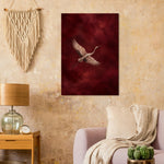 Crane in Flight burgundy bird artwork printed on brushed aluminium — product image 11