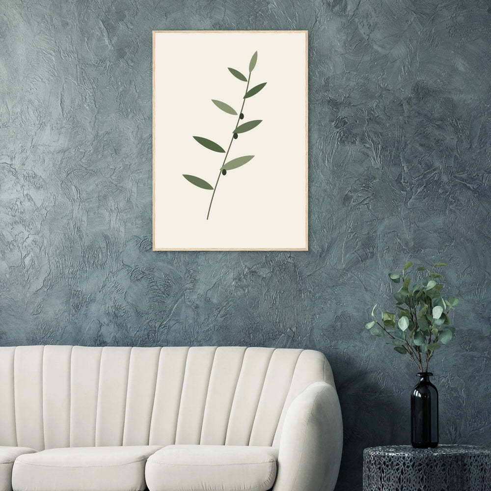 Olive Branch minimalist olive foliage botanical framed wall art