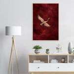 Crimson Crane burgundy bird framed wall art with a flying crane — product image 25