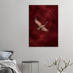 Crane in Flight burgundy bird artwork printed on brushed aluminium — product image 8